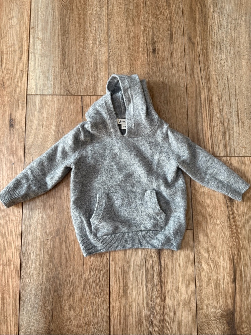 Quincy Heather Gray Cashmere Hooded Pullover Sweater